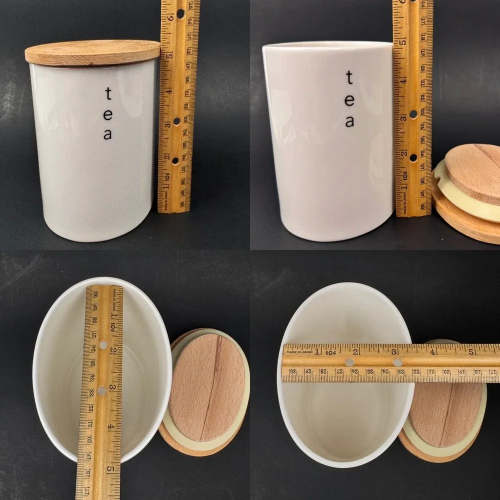 Rare Oval White Ovation Wade Ceramic Wood Lid Tea Vertical Writing Storage